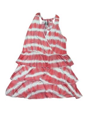 CAREN SPORT TIE-DYE TIERED RUFFLED TOP - CORAL SIZE 2XL (NEW WITH TAGS) A19